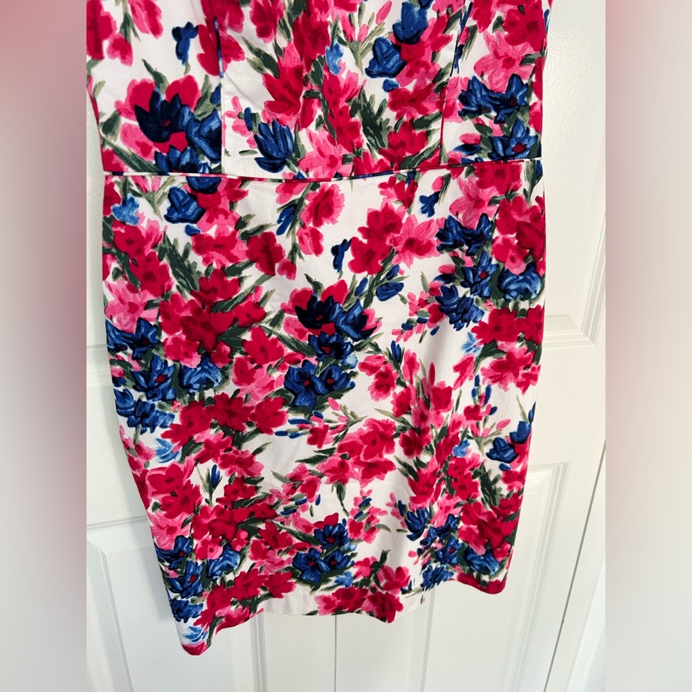 Talbots Women's Lexington Floral Poplin Sheath Dress Pink White 12 Petite - Picture 4 of 11